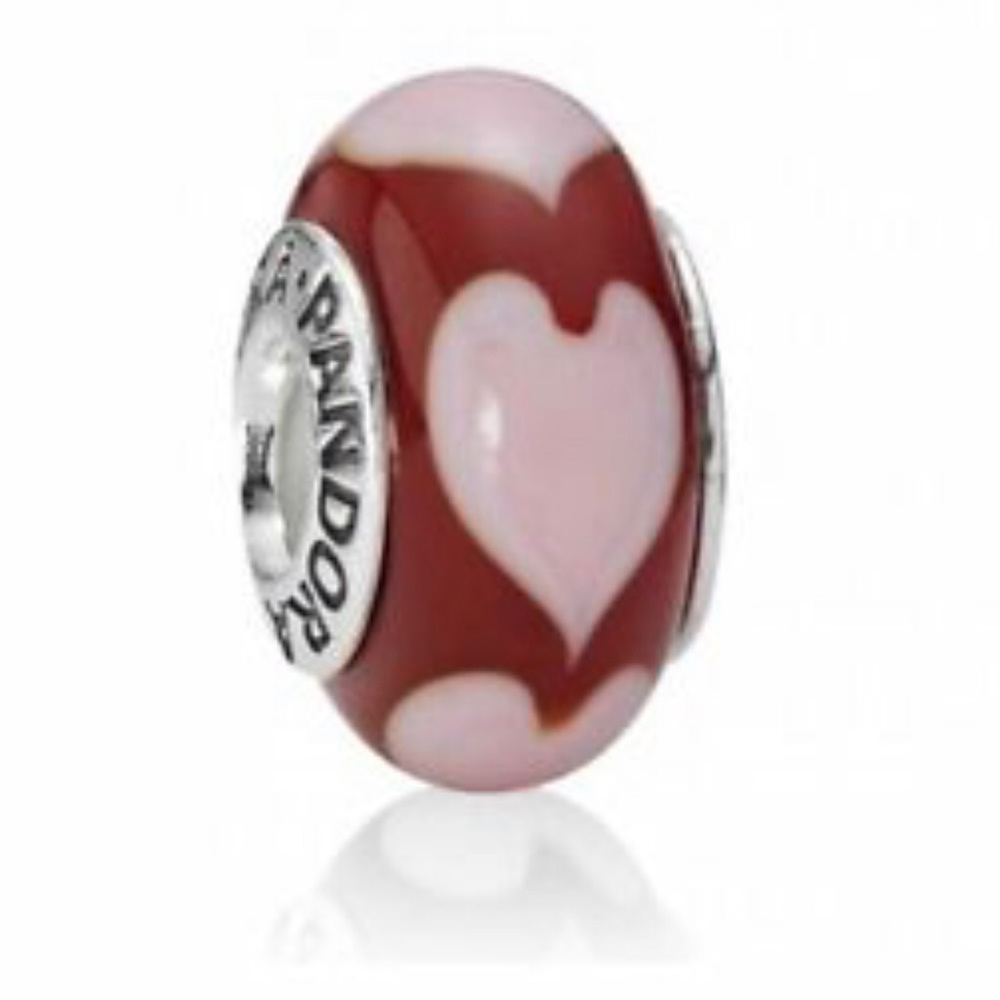 Pandora Red Hearts Murano Glass Charm